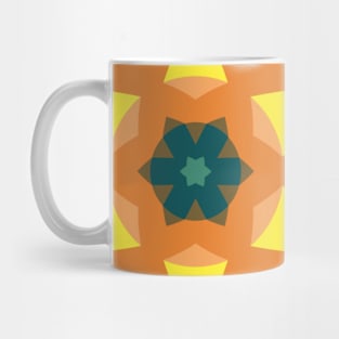 Retro Mandala Flower Yellow Orange and Green Mug